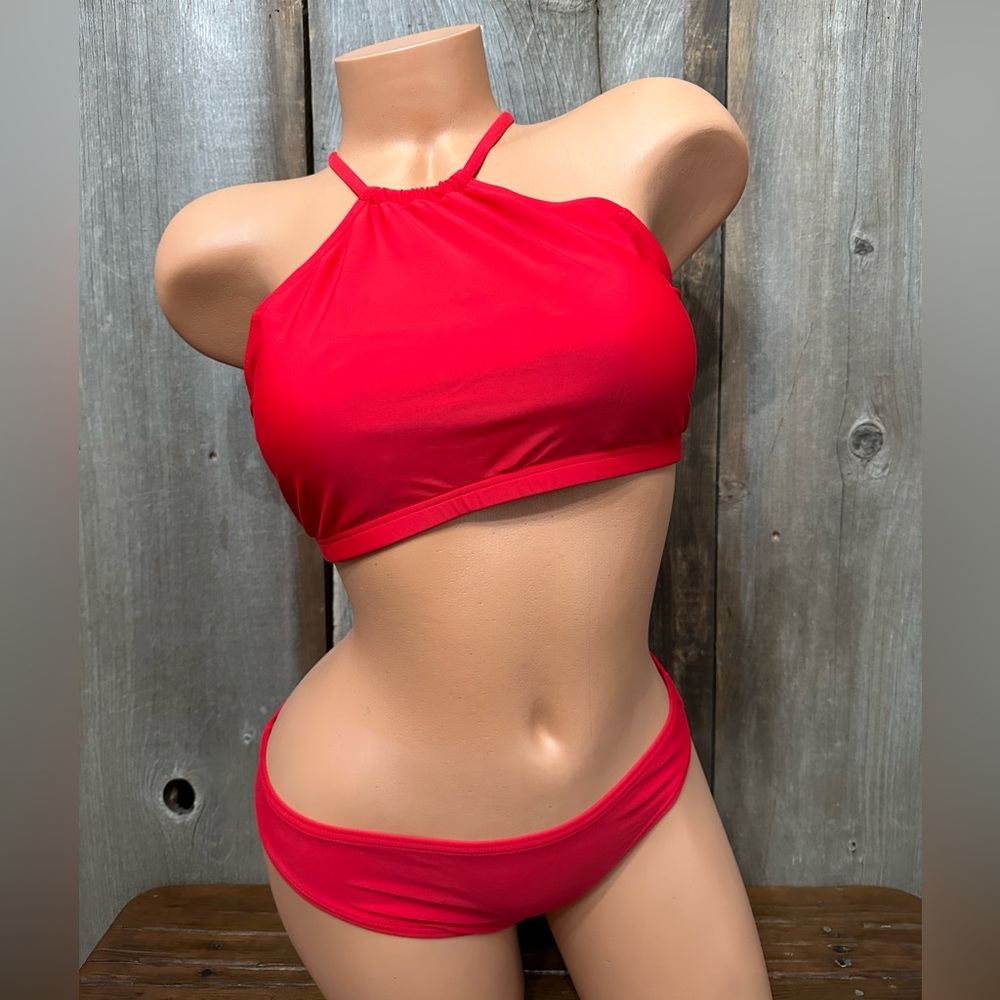 Beautyin Halter High Neck Bikini Swimsuit in Red Size Small Women’s
